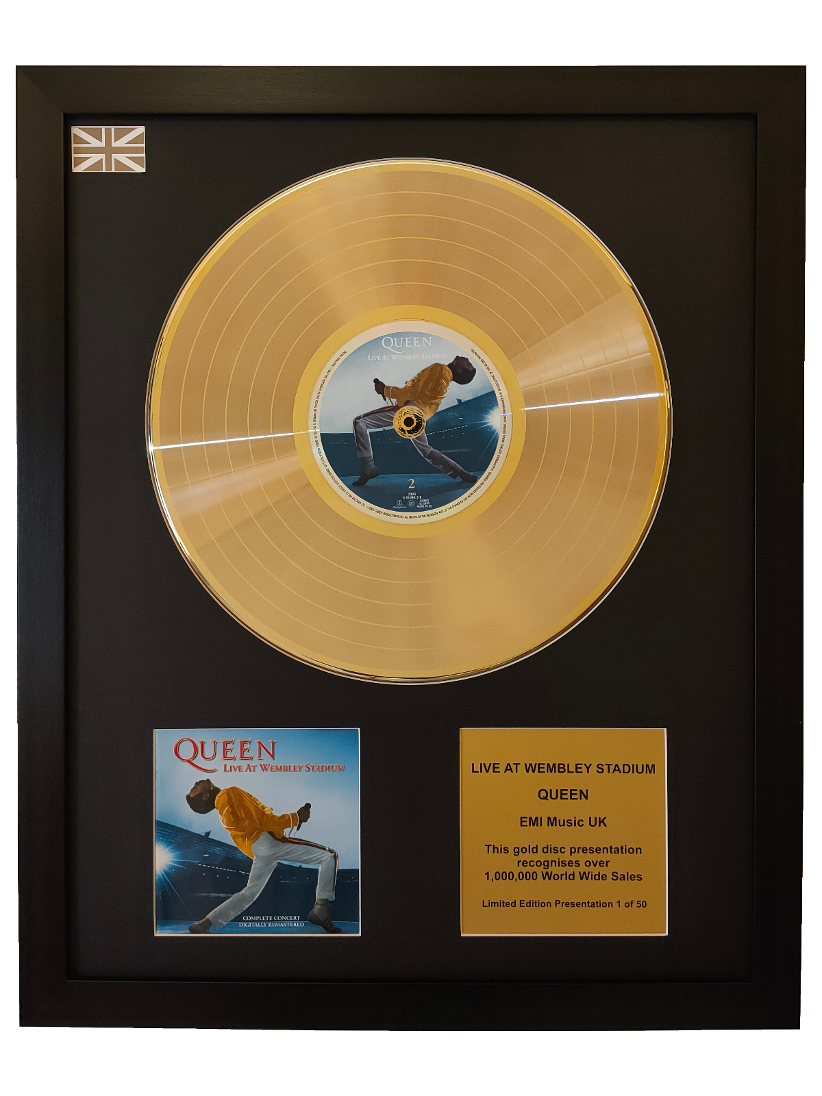 QUEEN - Live at Wembley Stadium - Gold Disc – The Gold Record Company QUEEN - Live at Wembley Stadium - Gold Disc – The Gold Record Company