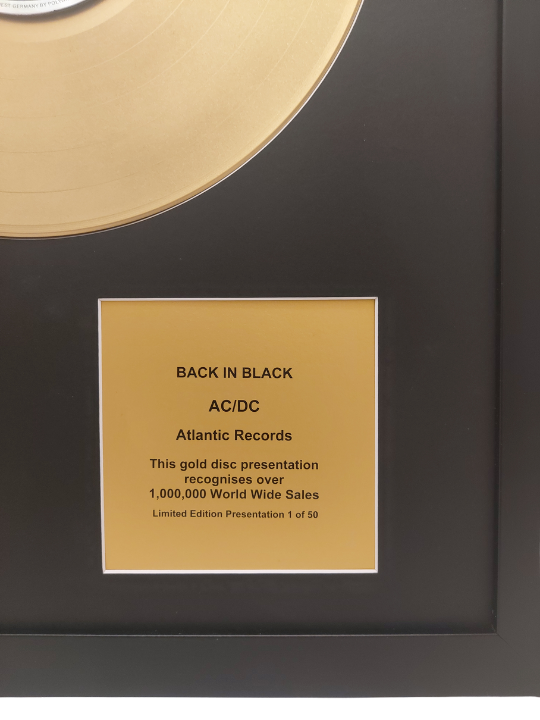 AC/DC - Back in Black | Gold Record & CD Presentation