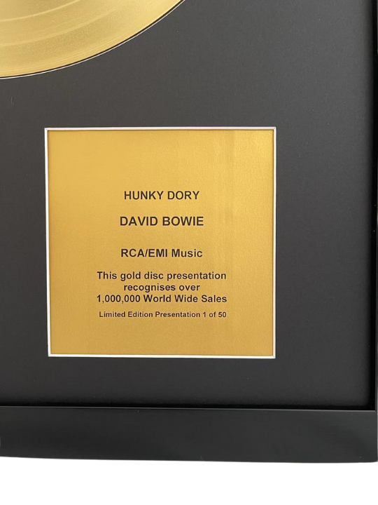 DAVID BOWIE - Hunky Dory | Gold Record & CD Presentation