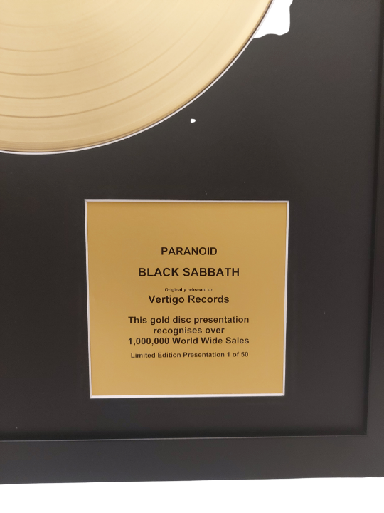 BLACK SABBATH - Paranoid | Gold Record & CD Presentation