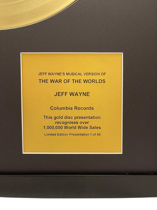JEFF WAYNE - Jeff Wayne's Musical Version of The War of the Worlds  | Gold Record & CD Presentation