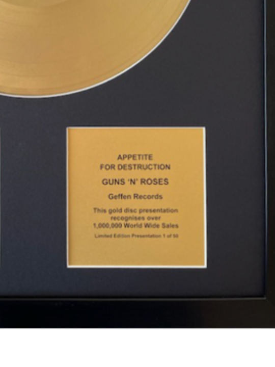 GUNS N’ ROSES - Appetite For Destruction | Gold Record & CD Presentation
