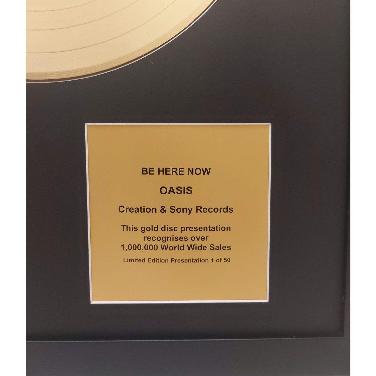 OASIS - Be Here Now | Gold Record & CD Presentation