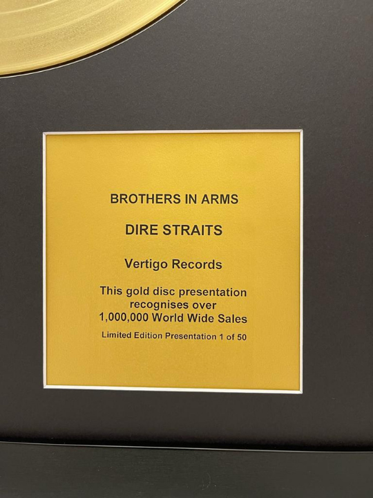 Gold Record & CD Presentation  Brothers in Arms by Dire Straits