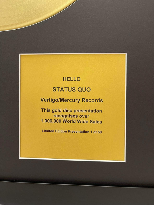 STATUS QUO - Hello! | Gold Record & CD Presentation